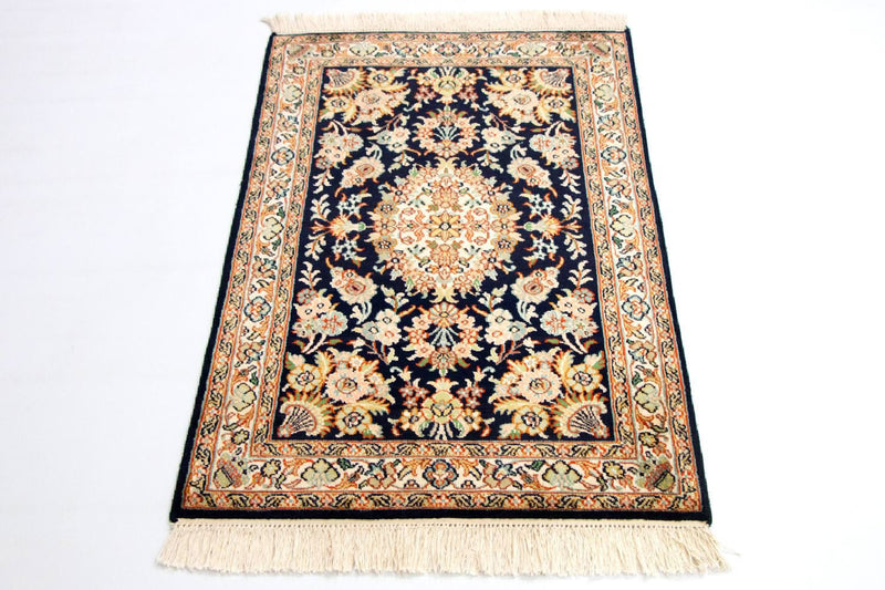 Jedwabny dywan - Kashmir Silk - 98 x 63 cm - niebieski