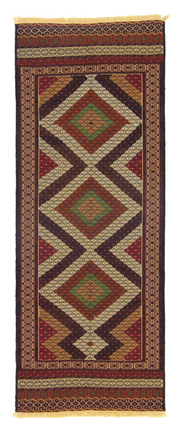 Biegacz Dywan Kelim - Orientalny - 222 x 85 cm - brązowy