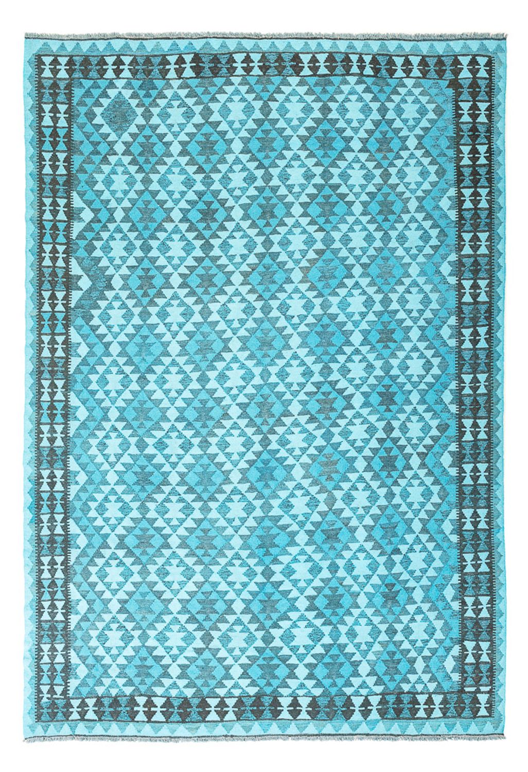Dywan Kelim - modny - Vintage / kolorowy - 277 x 195 cm - turkusowy