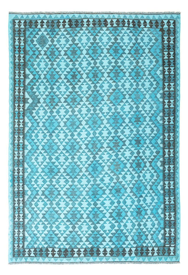 Dywan Kelim - modny - Vintage / kolorowy - 277 x 195 cm - turkusowy