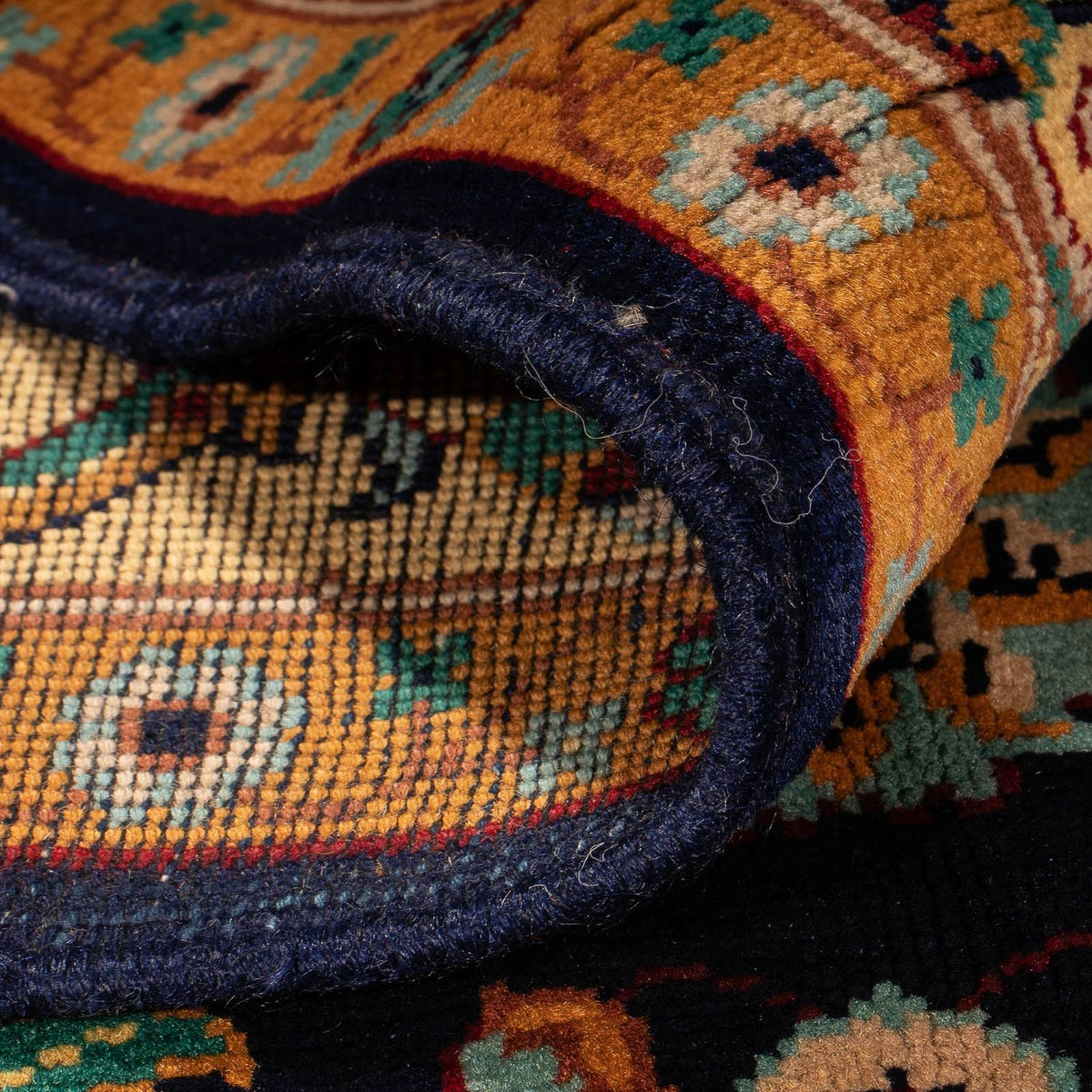 Dywan afgański - 213 x 151 cm - ciemnoniebieski