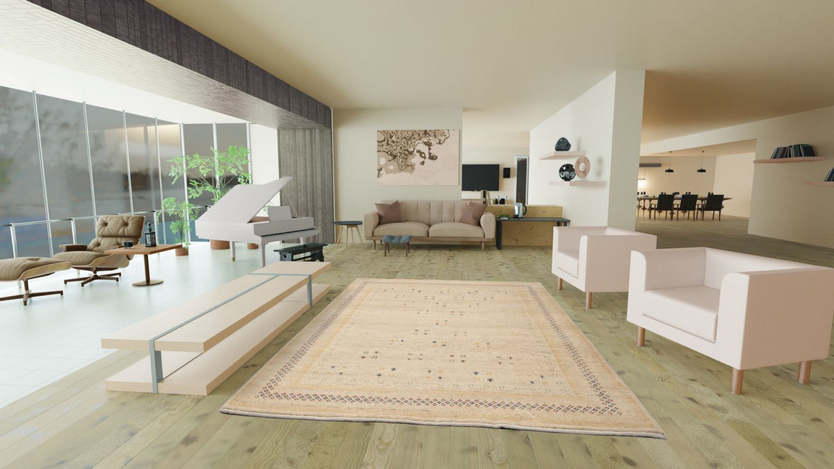 Dywan Gabbeh - Loribaft Perski - 400 x 300 cm - beżowy