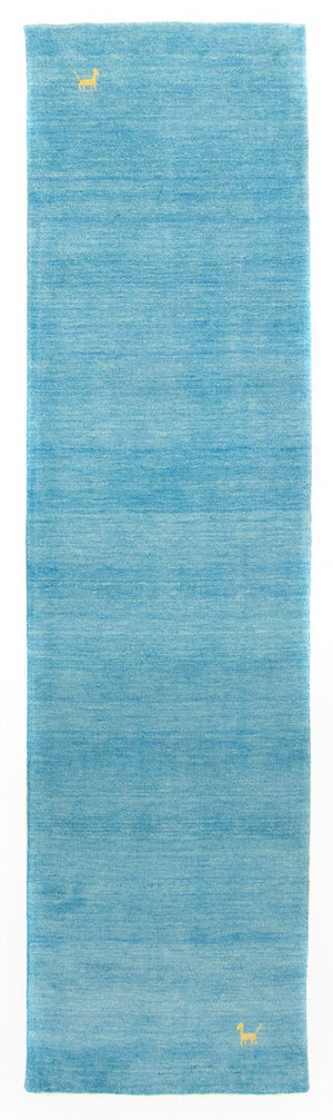 Biegacz Dywan Gabbeh - Indus - 400 x 80 cm - jasnoniebieski