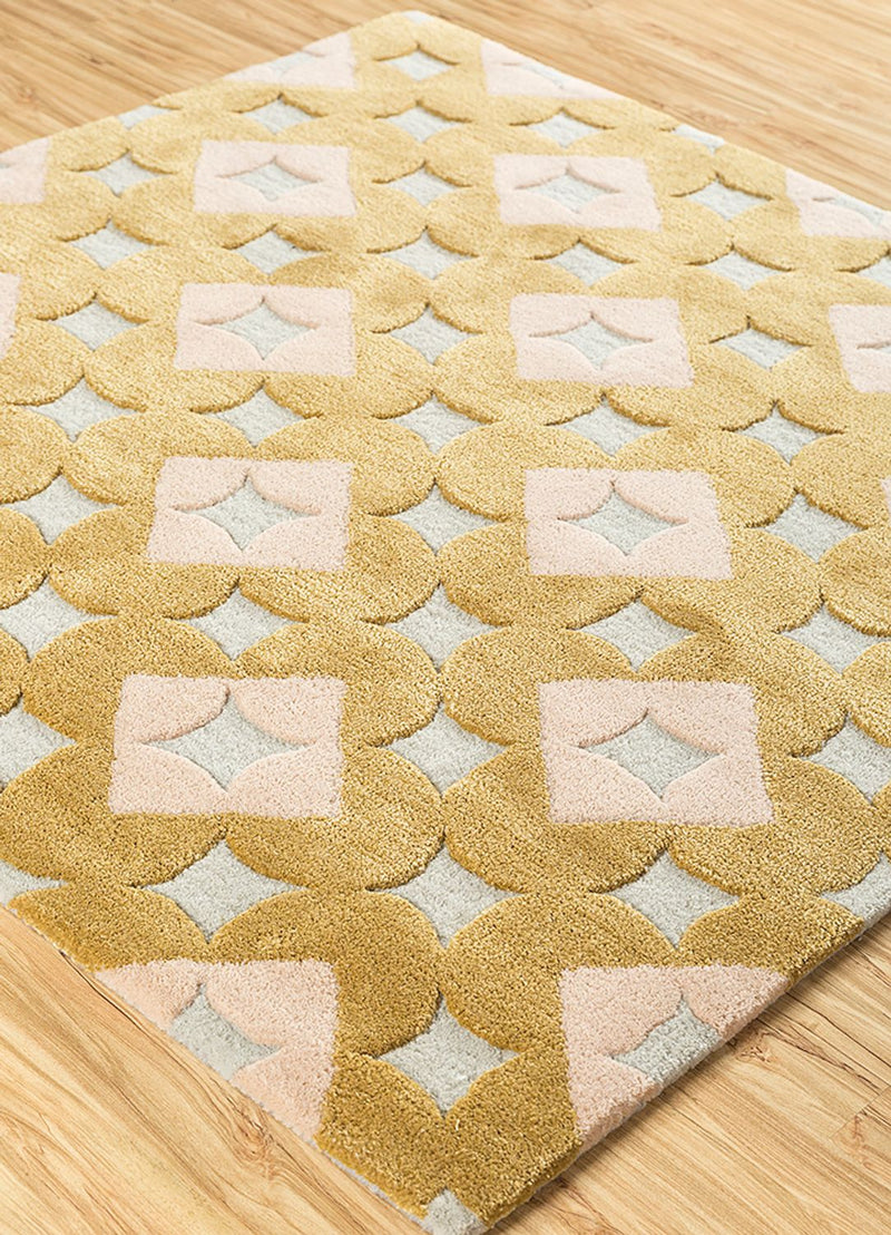 Dywan wełniany kwadratowy  - 180 x 180 cm - złoto