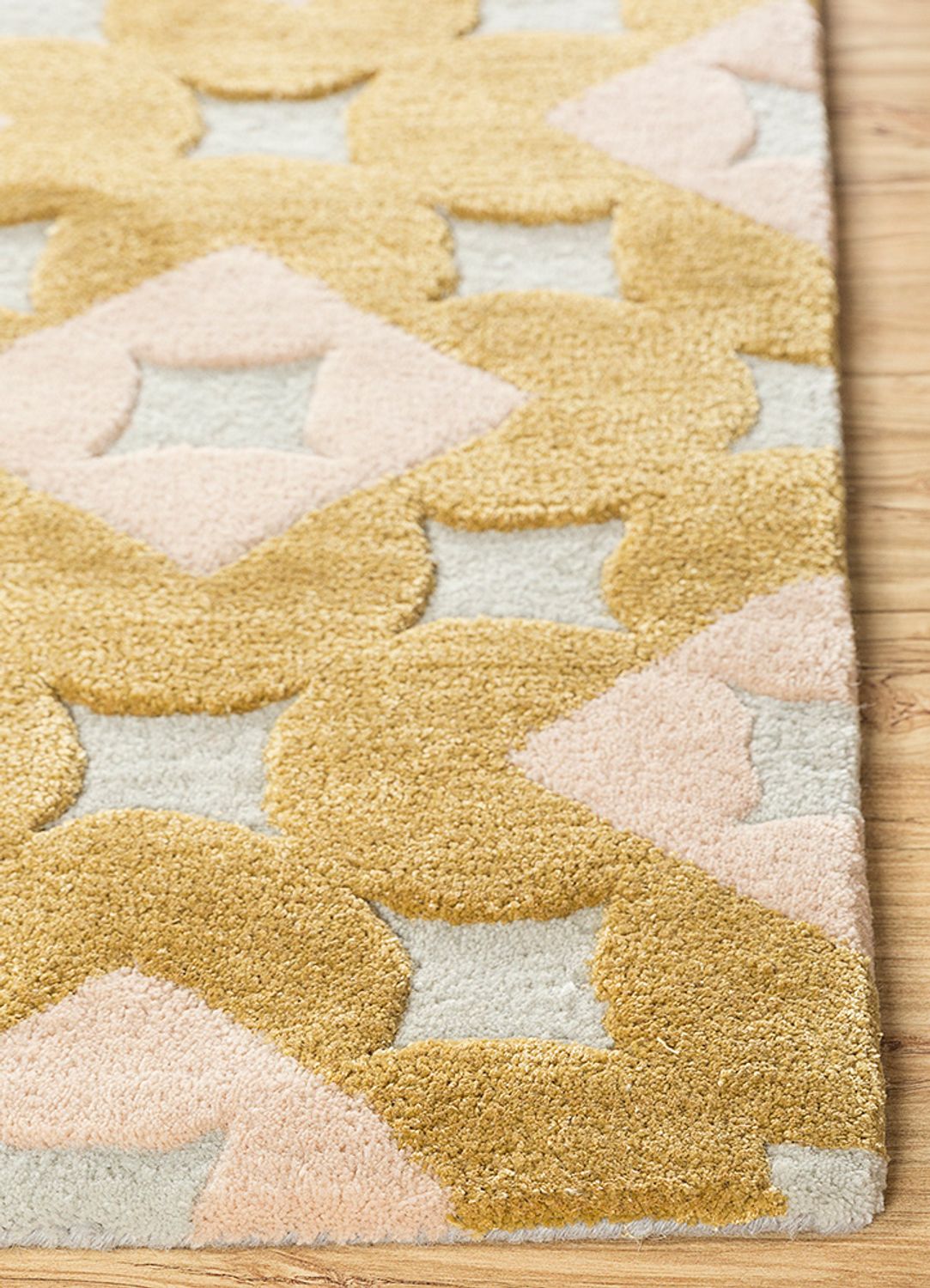 Dywan wełniany kwadratowy  - 180 x 180 cm - złoto