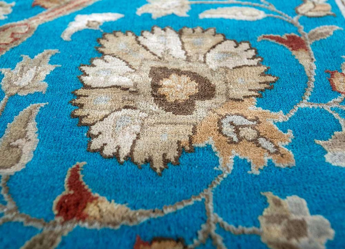 Dywan wełniany - 300 x 240 cm - niebieski