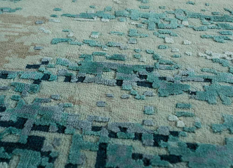 Dywan wełniany - 300 x 240 cm - niebieski