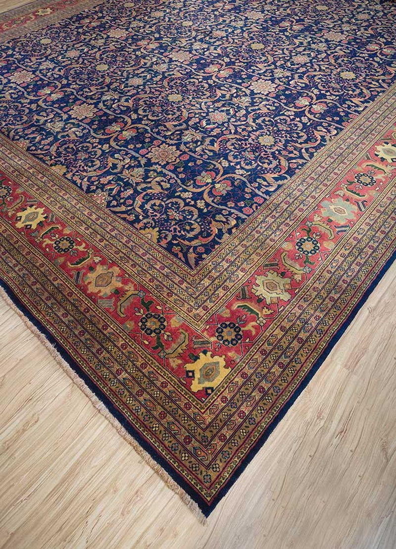 Dywan wełniany - 450 x 360 cm - niebieski