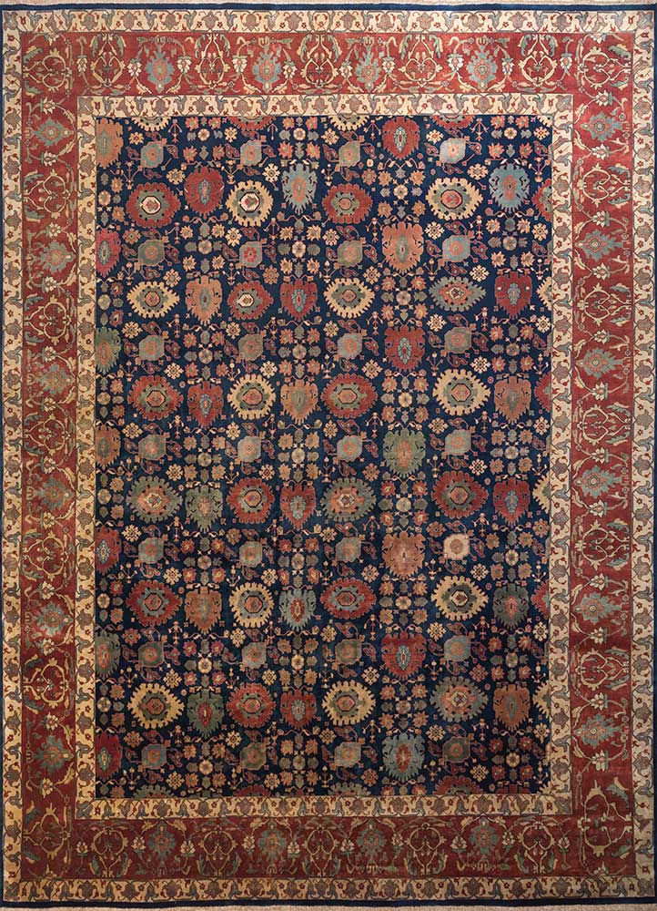 Dywan wełniany - 435 x 360 cm - niebieski