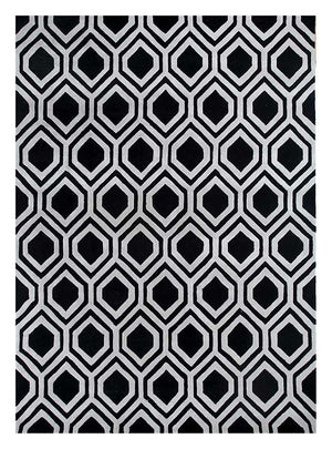 Dywan wełniany - 330 x 240 cm - czarno-biały
