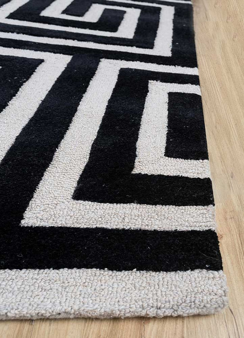Dywan wełniany - 330 x 240 cm - czarno-biały