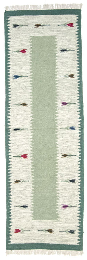 Biegacz Dywan Kelim - modny - 250 x 80 cm - jasnozielony