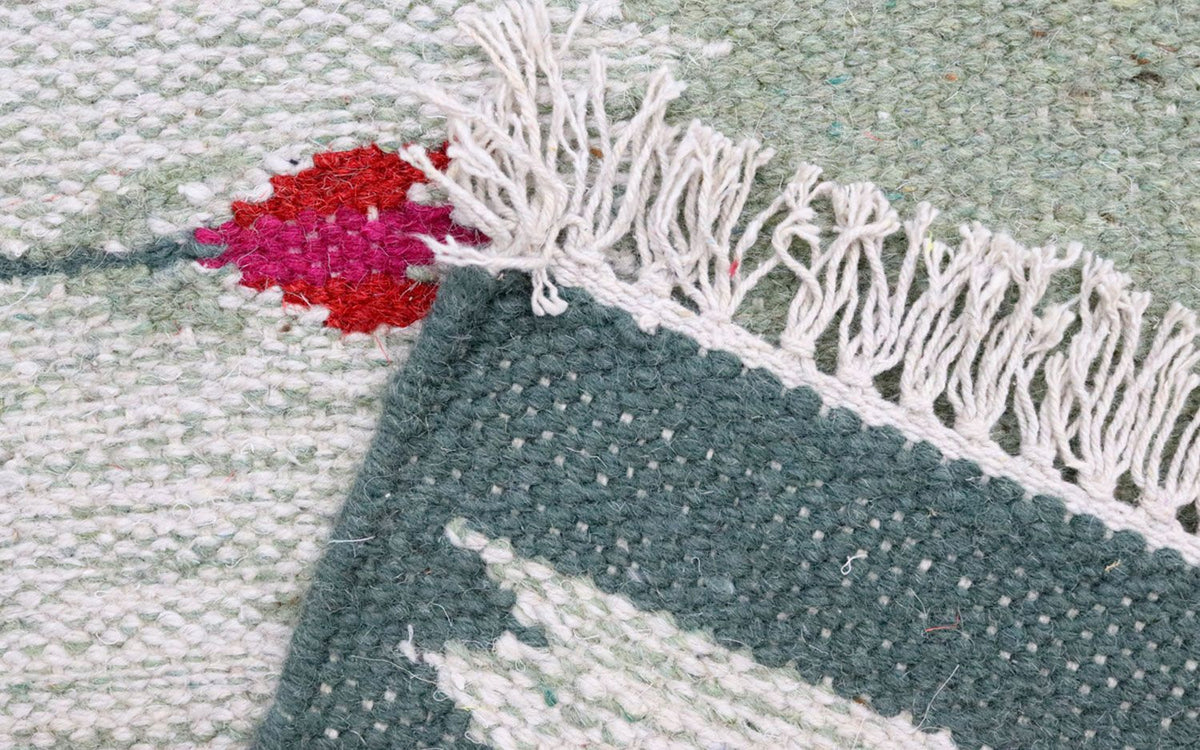 Biegacz Dywan Kelim - modny - 250 x 80 cm - jasnozielony