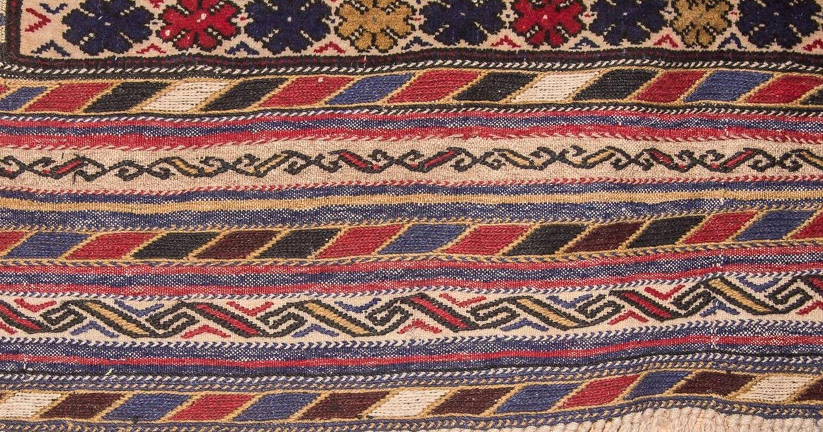 Dywan Kelim - Stary - 276 x 185 cm - beżowy