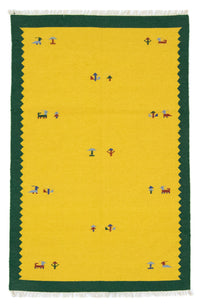 Dywan Kelim - modny - 180 x 120 cm - żółty