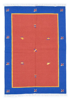 Dywan Kelim - modny - 200 x 140 cm - czerwony