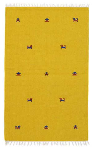 Dywan Kelim - modny - 180 x 120 cm - żółty