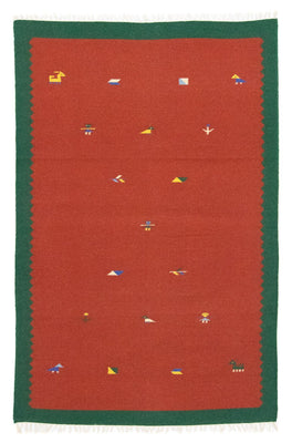 Dywan Kelim - modny - 180 x 120 cm - czerwony