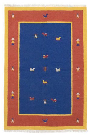 Dywan Kelim - modny - 200 x 140 cm - niebieski