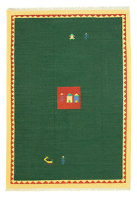 Dywan Kelim - modny - 300 x 200 cm - ciemna zieleń