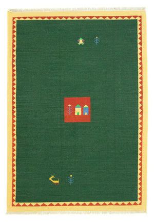 Dywan Kelim - modny - 300 x 200 cm - ciemna zieleń