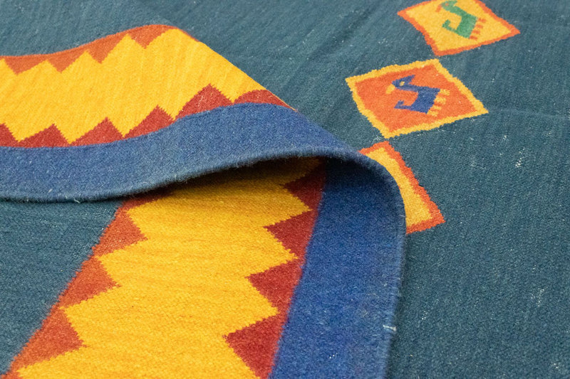 Dywan Kelim - modny - 300 x 200 cm - niebieski