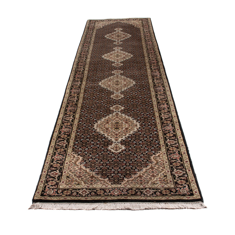 Biegacz Dywan orientalny - Tabriz - 372 x 81 cm - czarny