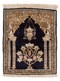 Jedwabny dywan - Ghom Silk - Premium - 72 x 57 cm - ciemnoniebieski