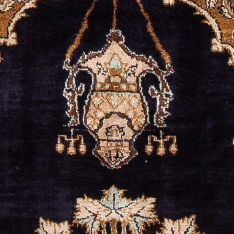 Jedwabny dywan - Ghom Silk - Premium - 72 x 57 cm - ciemnoniebieski