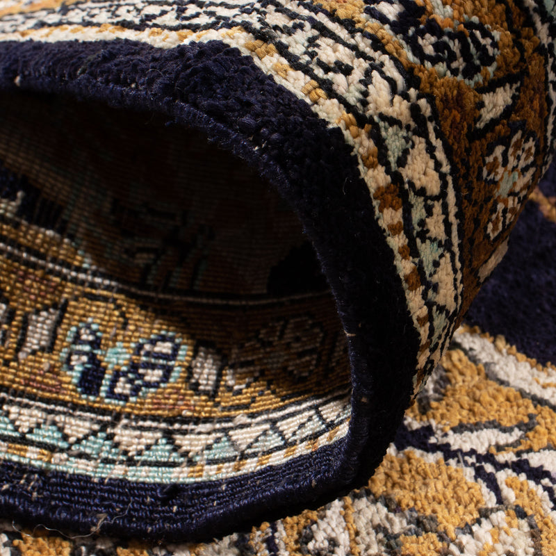 Jedwabny dywan - Ghom Silk - Premium - 72 x 57 cm - ciemnoniebieski