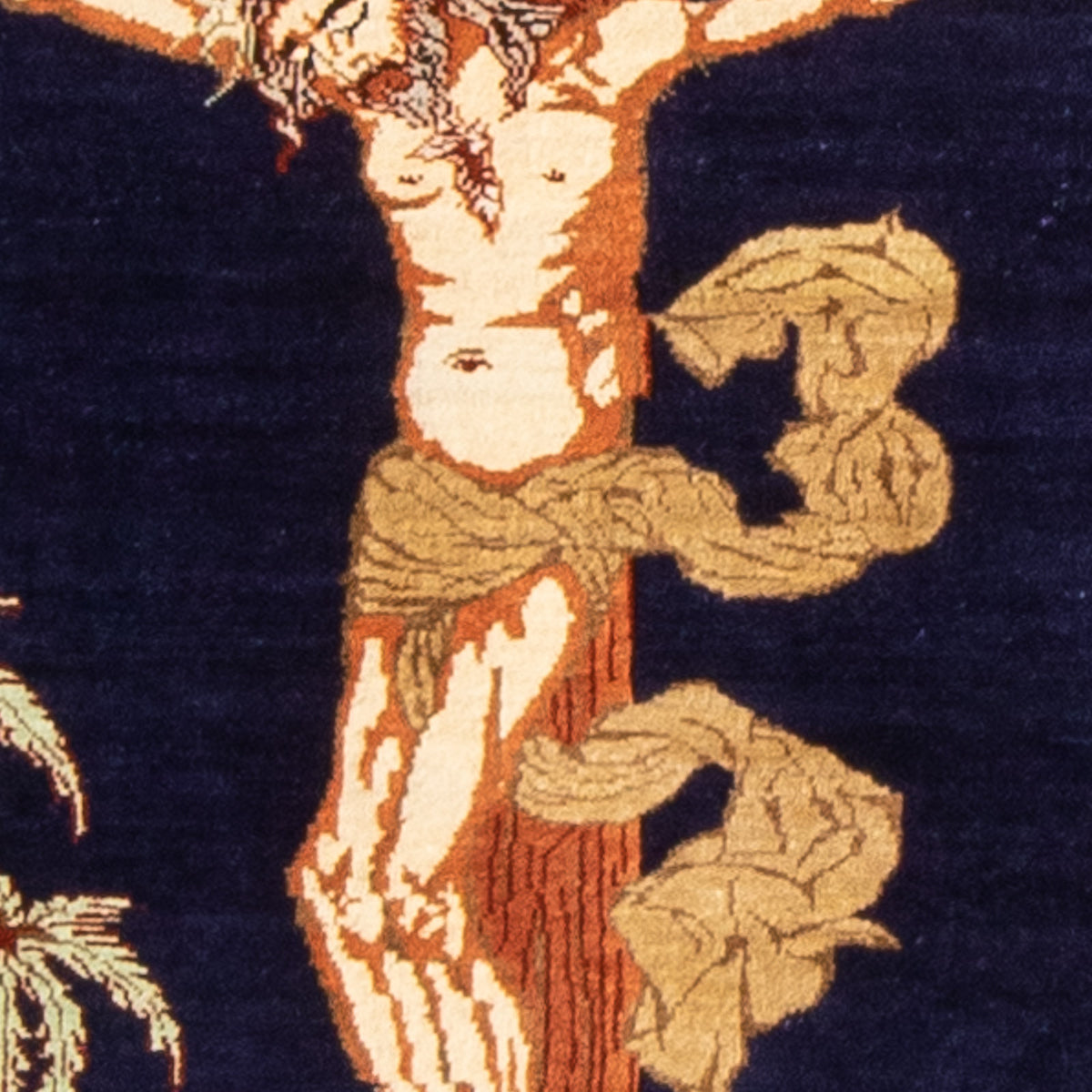 Jedwabny dywan - Ghom Silk - Premium - 71 x 56 cm - ciemnoniebieski