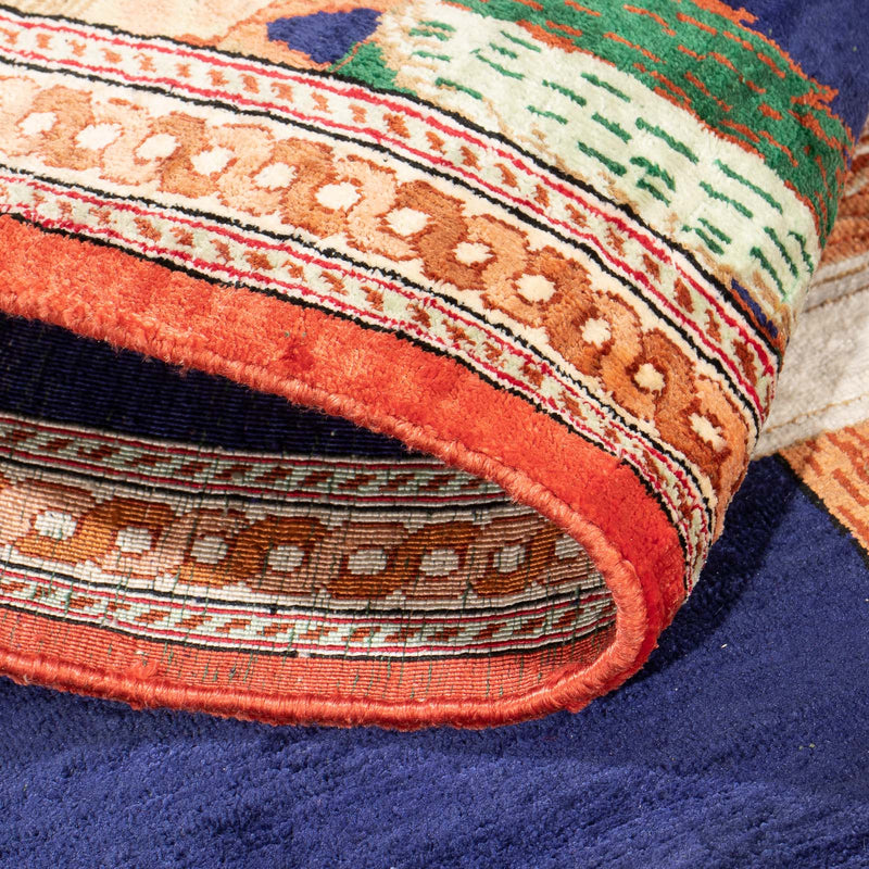 Jedwabny dywan - Ghom Silk - Premium - 71 x 56 cm - ciemnoniebieski