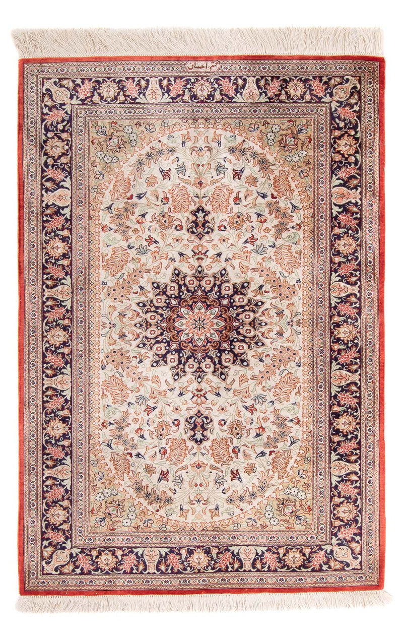 Jedwabny dywan - Ghom Silk - Premium - 119 x 77 cm - beżowy