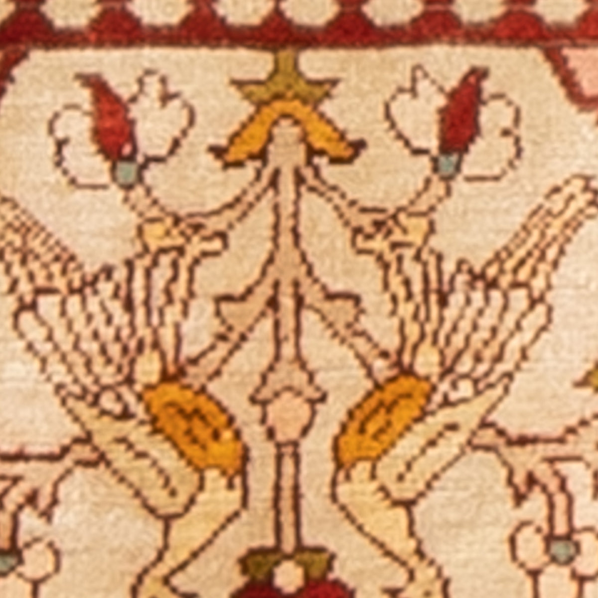 Orientalny dywan - Hereke kwadratowy  - 17 x 25 cm - beżowy