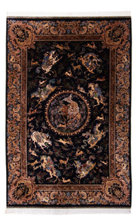 Dywan perski - Ghom - 230 x 150 cm - ciemnoniebieski