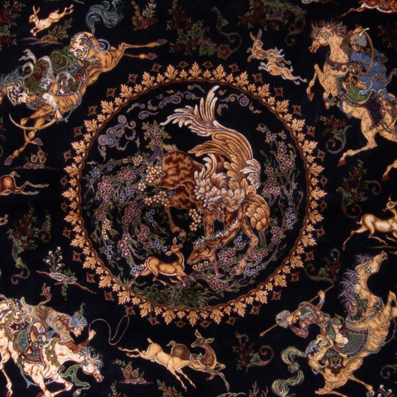 Dywan perski - Ghom - 230 x 150 cm - ciemnoniebieski