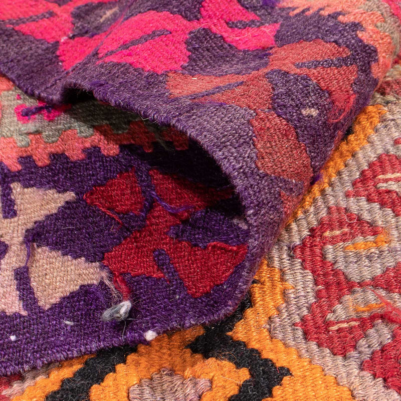 Biegacz Dywan Kelim - Stary - 374 x 129 cm - wielokolorowy