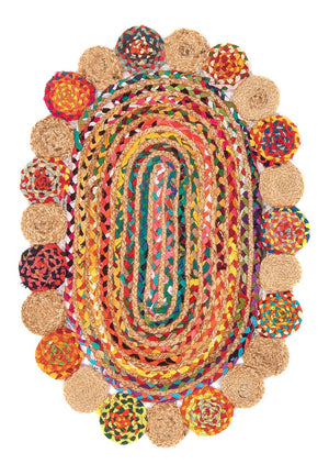 Dywan sizalowy owalny  - 91 x 61 cm - wielokolorowy