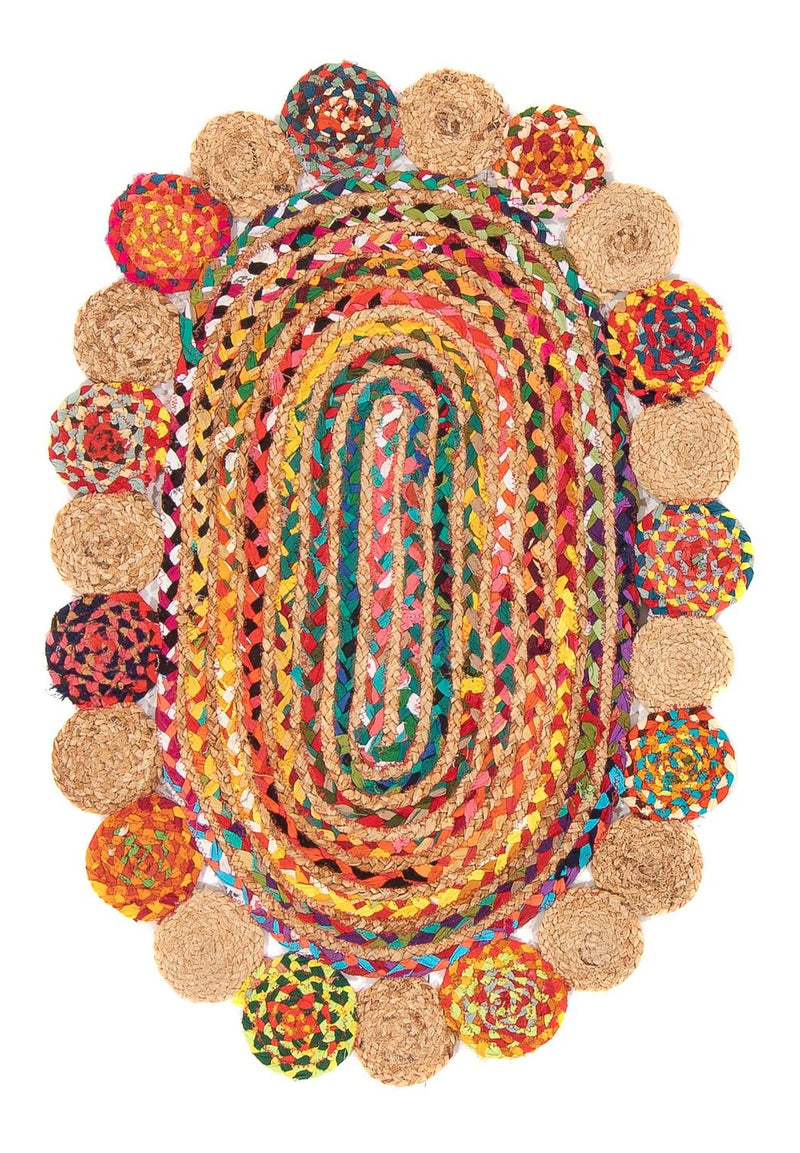 Dywan sizalowy owalny  - 91 x 61 cm - wielokolorowy