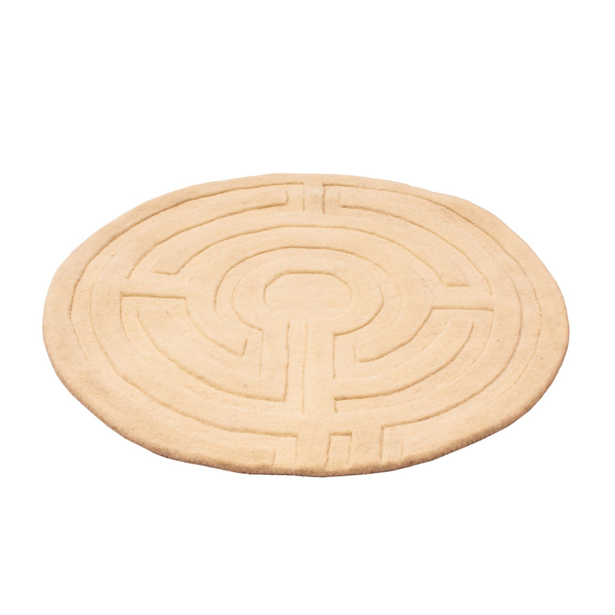 Dywan wełniany okrągły  - 80 x 80 cm - beżowy