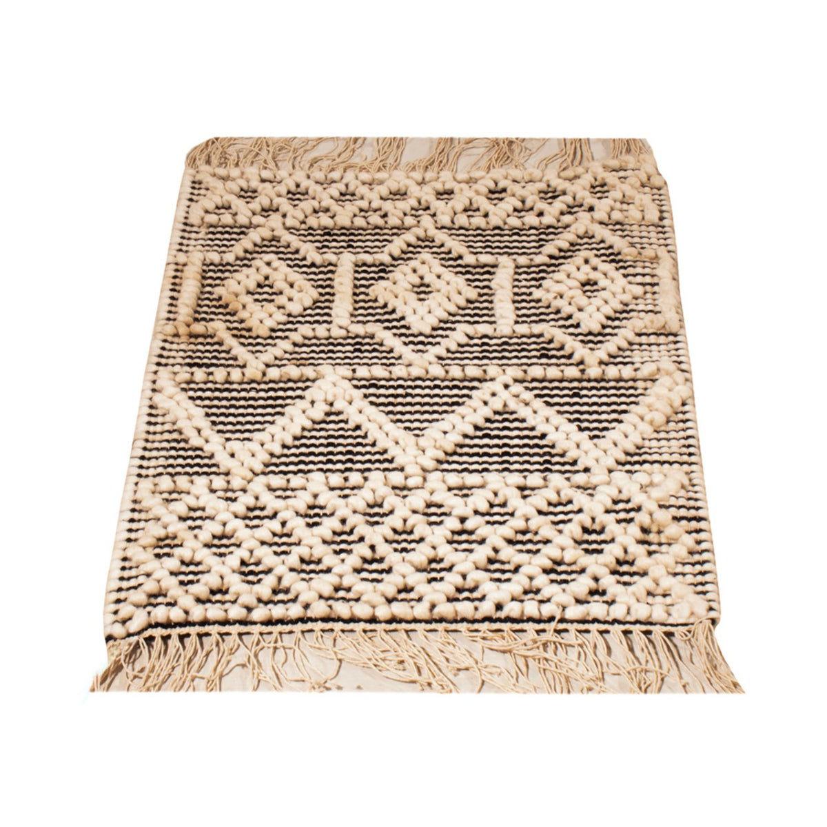 Dywan wełniany - 58 x 46 cm - czarno-biały