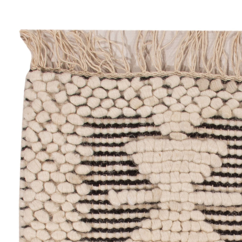 Dywan wełniany kwadratowy  - 49 x 46 cm - czarno-biały