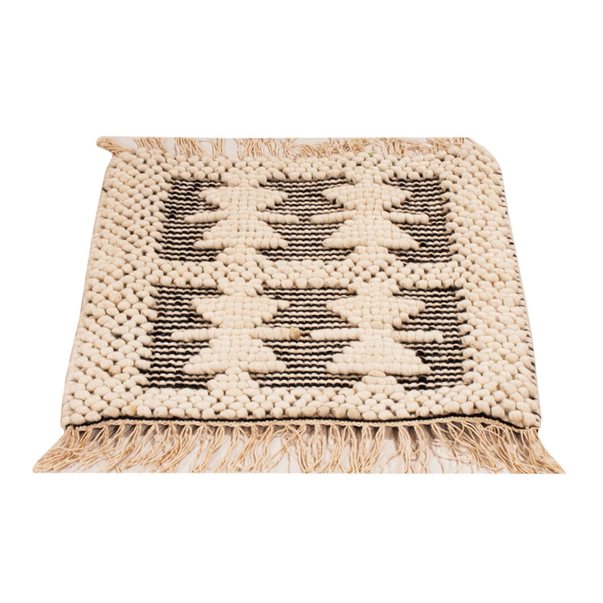 Dywan wełniany kwadratowy  - 49 x 46 cm - czarno-biały