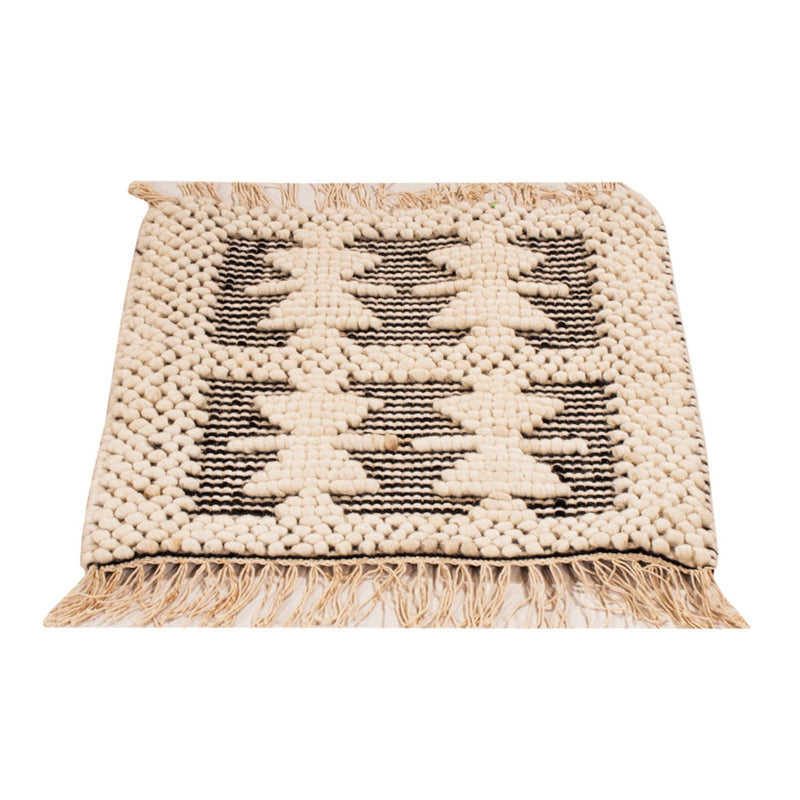 Dywan wełniany kwadratowy  - 49 x 46 cm - czarno-biały