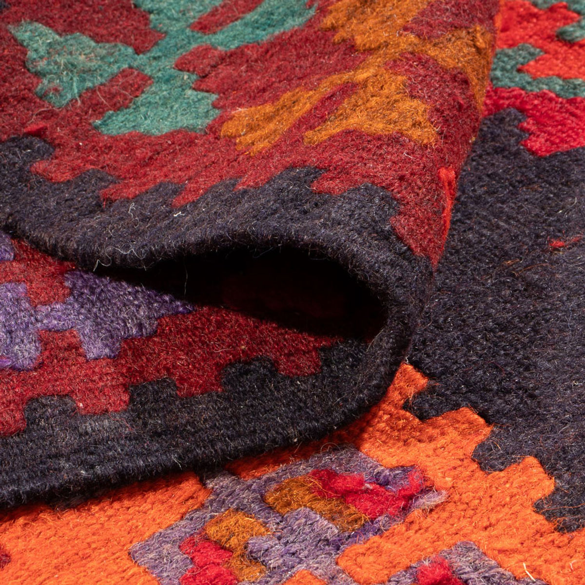 Biegacz Dywan Kelim - Stary - 385 x 145 cm - wielokolorowy