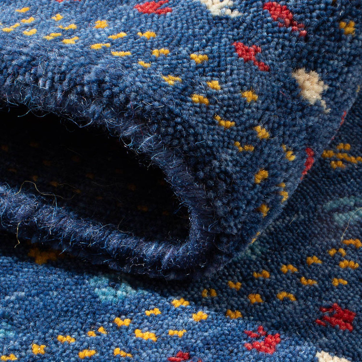 Dywan wełniany - 90 x 60 cm - ciemnoniebieski