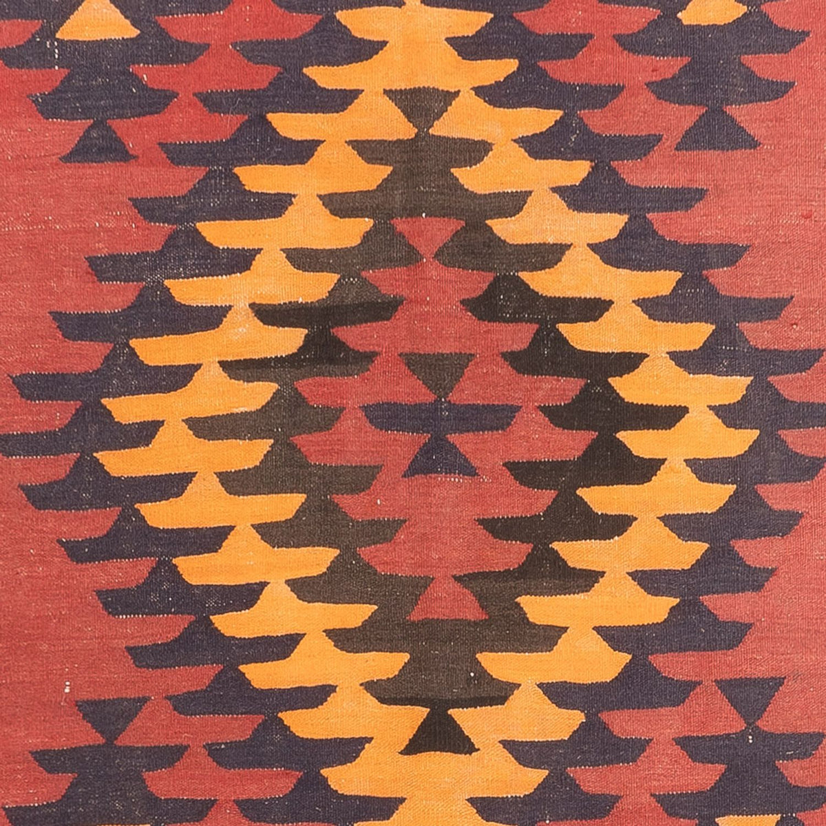 Biegacz Dywan Kelim - Stary - 423 x 140 cm - ciemna czerwień