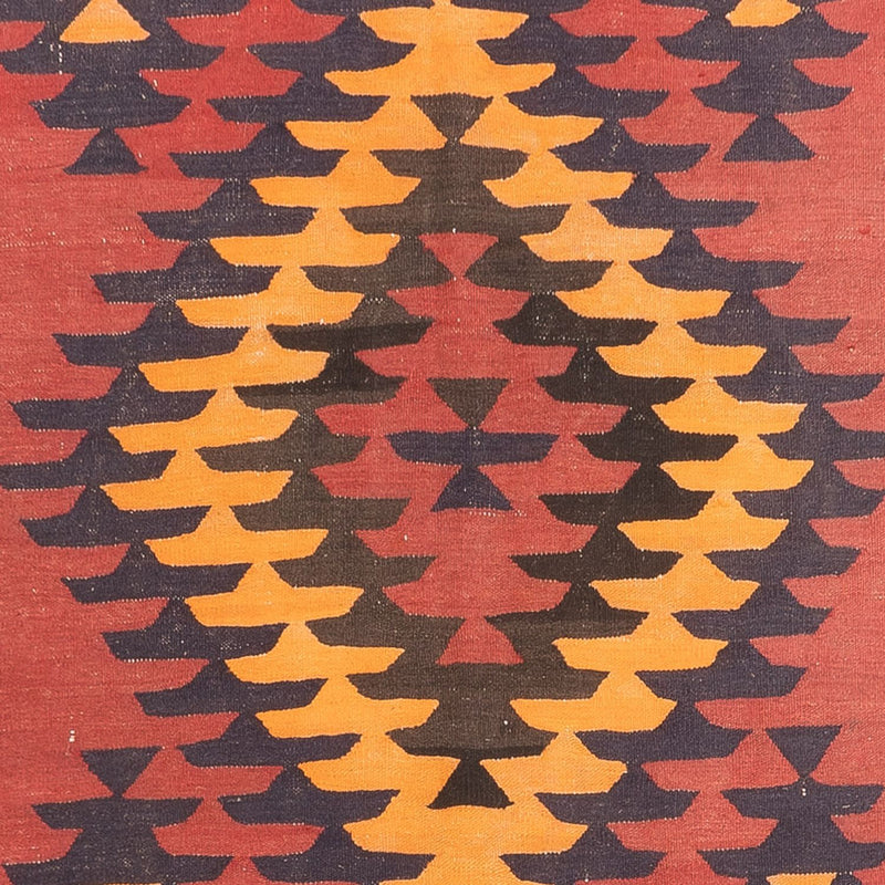 Biegacz Dywan Kelim - Stary - 423 x 140 cm - ciemna czerwień