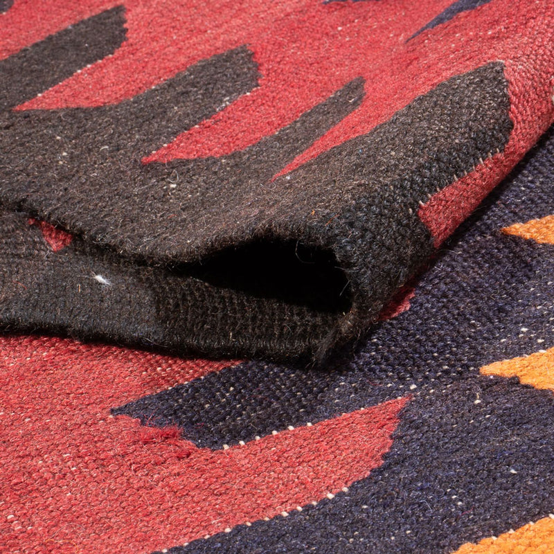 Biegacz Dywan Kelim - Stary - 423 x 140 cm - ciemna czerwień