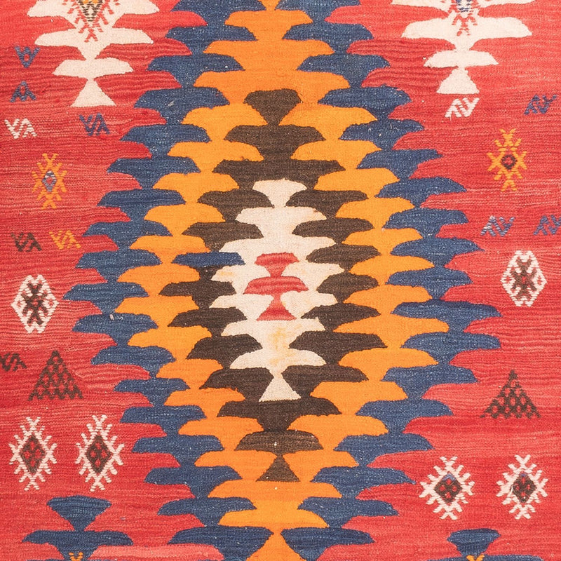 Biegacz Dywan Kelim - Stary - 430 x 155 cm - czerwony